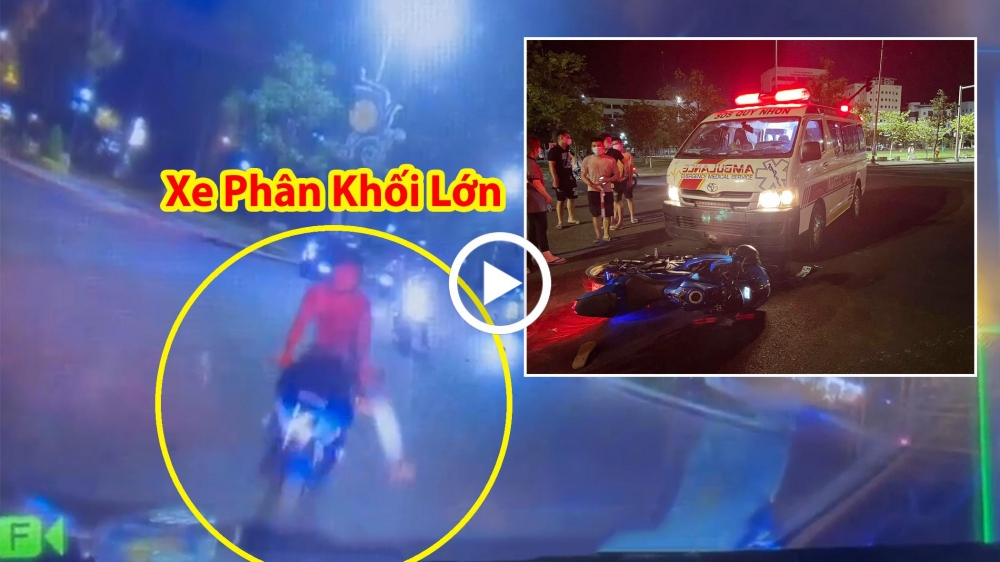 Xe phân khối lớn tông trực diện xe cứu thương đang chở bệnh nhân Xe phân khối lớn tông trực diện xe cứu thương đang chở bệnh nhân