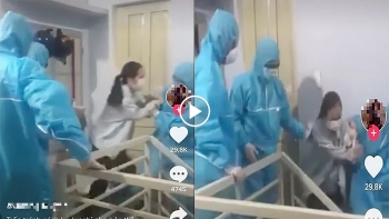 Trốn cách ly, cô gái khóc nức nở khi bị lực lượng chức năng đến 