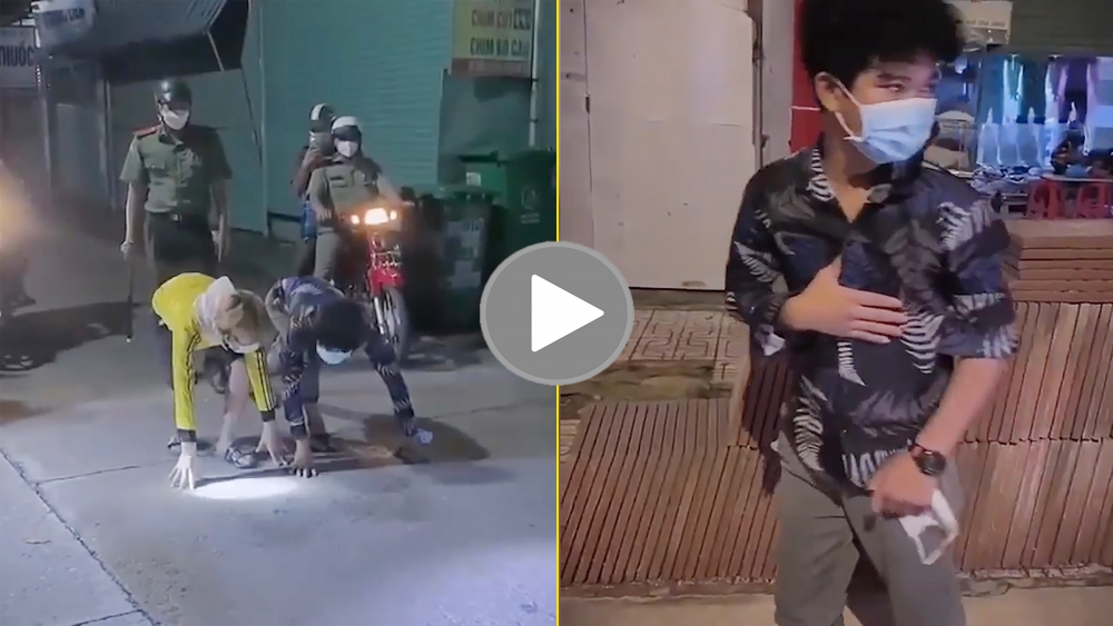 Hình phạt 'nhớ đời' cho 2 thanh niên ra đường sau 18h Hình phạt 'nhớ đời' cho 2 thanh niên ra đường sau 18h