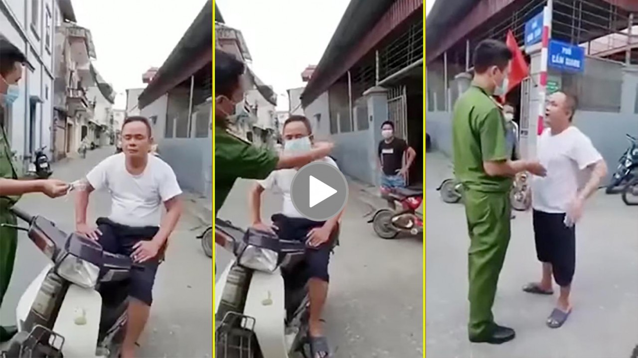 Người đàn ông 'bất cần' bỏ khẩu trang trước mặt công an tỏ vẻ thách thức Người đàn ông 'bất cần' bỏ khẩu trang trước mặt công an tỏ vẻ thách thức