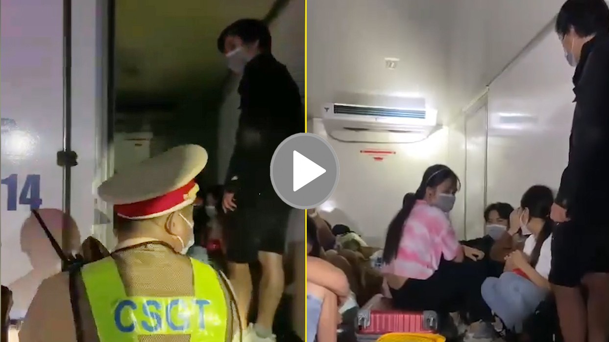 Nhiều người trốn trong thùng xe đông lạnh để về quê bị CSGT phát hiện Nhiều người trốn trong thùng xe đông lạnh để về quê bị CSGT phát hiện