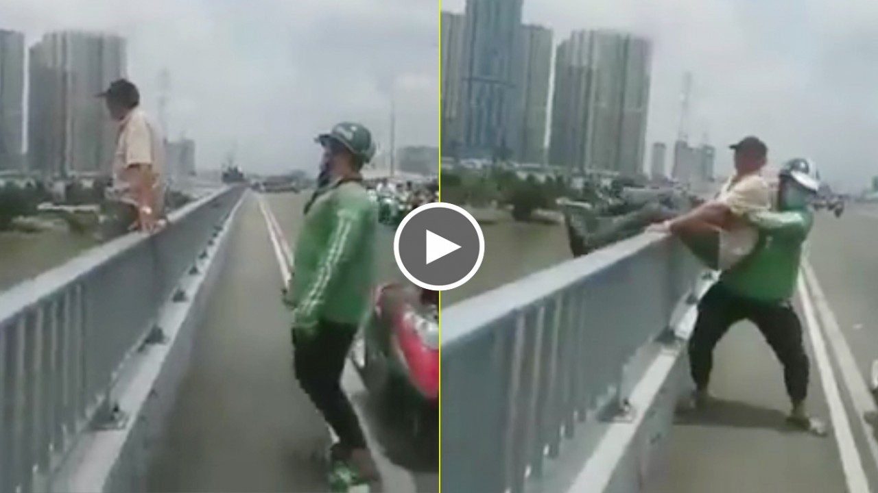 Năng lượng tích cực: Tài xế xe ôm công nghệ giải cứu người đàn ông có ý định tự tử trên cầu Năng lượng tích cực: Tài xế xe ôm công nghệ giải cứu người đàn ông có ý định tự tử trên cầu