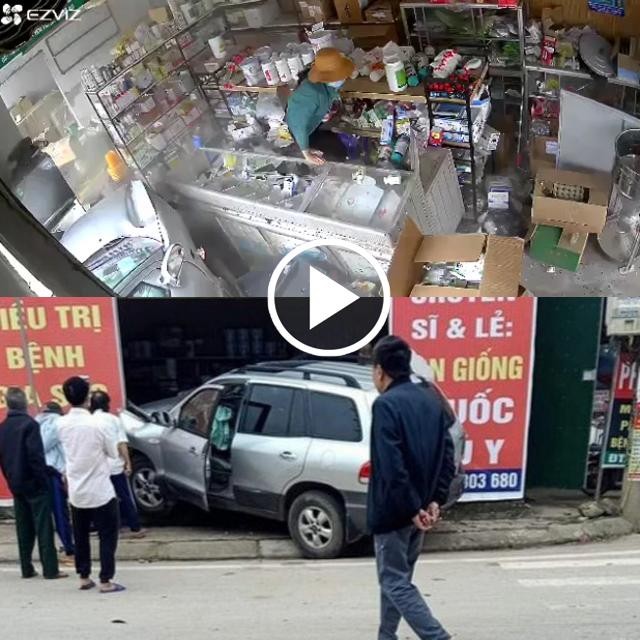 Ô tô 7 chỗ đâm thẳng vào cửa hàng, người phụ nữ thoát chết trong gang tấc Ô tô 7 chỗ đâm thẳng vào cửa hàng, người phụ nữ thoát chết trong gang tấc