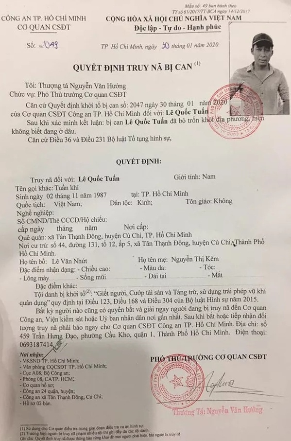 Công an phát lệnh truy nã nghi can bắn chết 5 người ở Củ Chi cong an phat lenh truy na nghi can ban chet 5 nguoi o cu chi