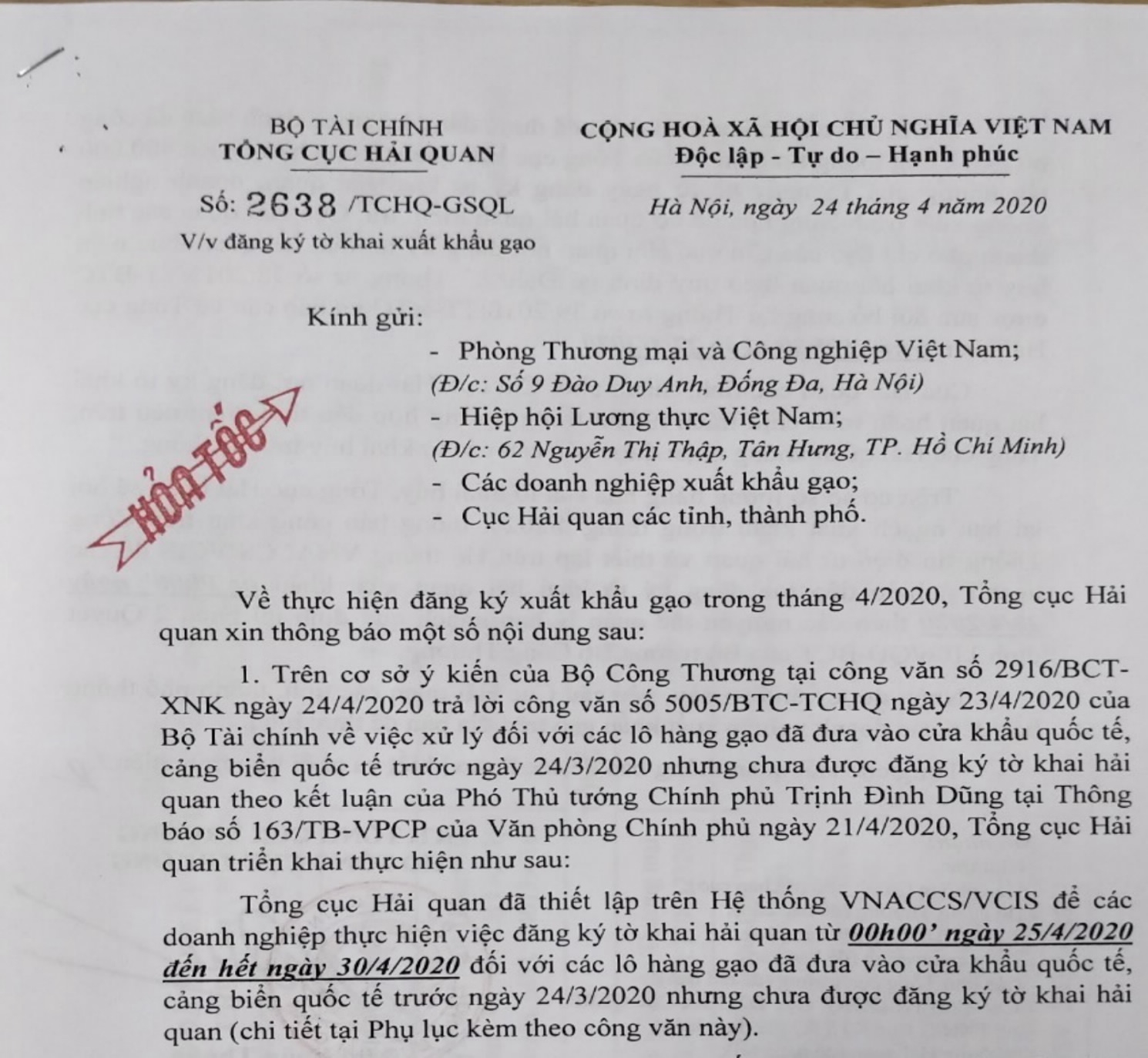 Thêm 38.000 tấn gạo được xuất khẩu tu 0h ngay 264 them 38000 tan gao duoc xuat khau
