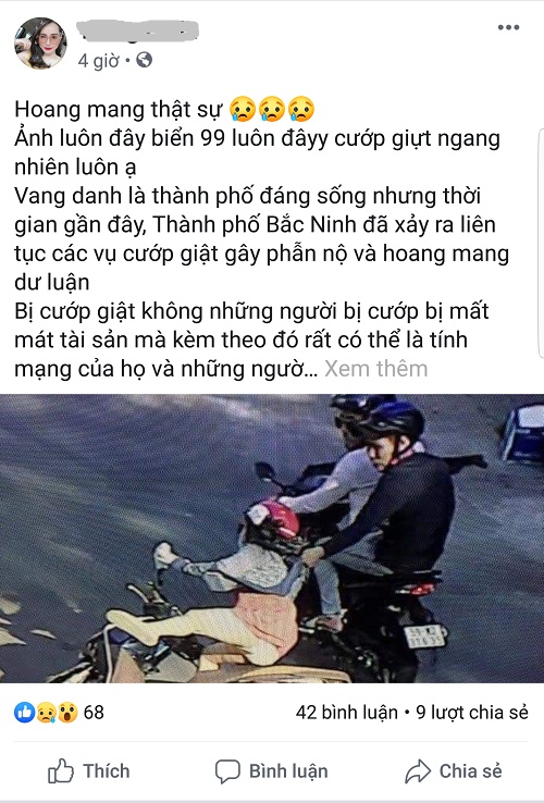 Phạt 12,5 triệu đồng cô gái tung tin cướp giật lên Facebook phat 125 trieu dong co gai tung tin cuop giat len facebook