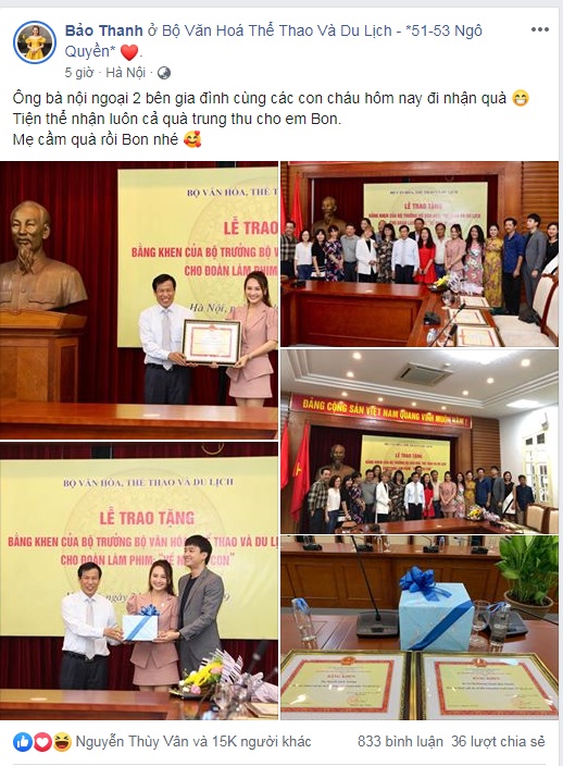 Ê kíp phim "Về nhà đi con" nhận bằng khen của Bộ Văn hóa e kip phim ve nha di con nhan bang khen cua bo van hoa