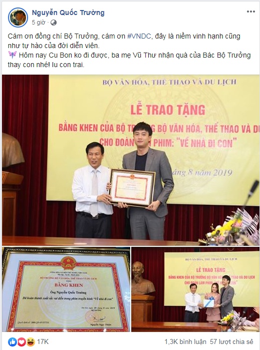 Ê kíp phim "Về nhà đi con" nhận bằng khen của Bộ Văn hóa e kip phim ve nha di con nhan bang khen cua bo van hoa