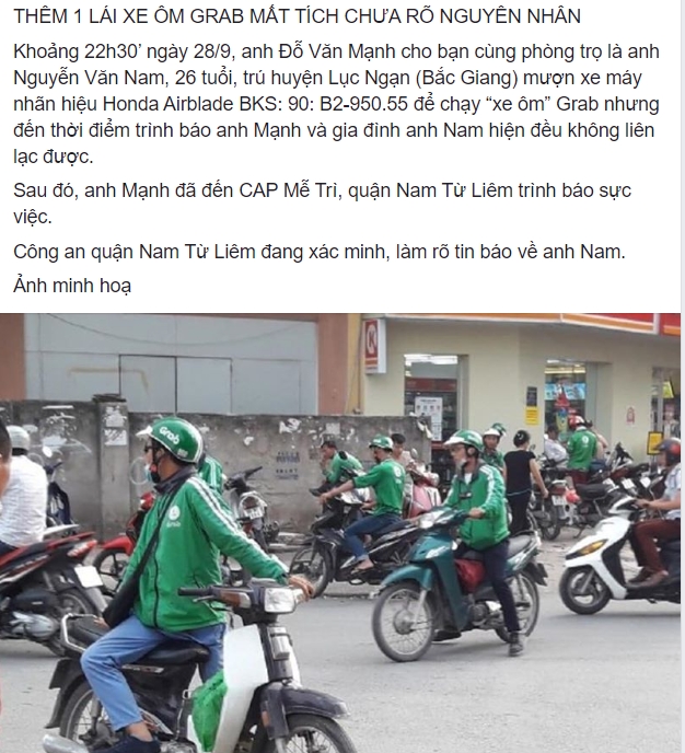 Vụ tài xế nghi "mất tích": Vì sao Grab không thể kiểm tra được danh tính? vu tai xe mat tich bi an vi sao grab khong the kiem tra duoc danh tinh