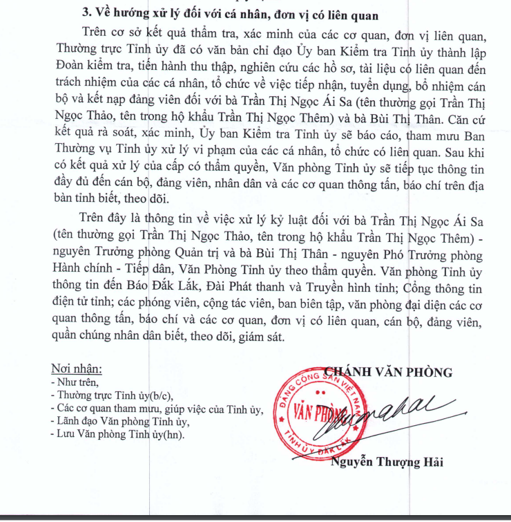 Làm rõ trách nhiệm người bổ nhiệm bà Trần Thị Ngọc Ái Sa lam ro trach nhiem nguoi bo nhiem ba tran thi ngoc ai sa