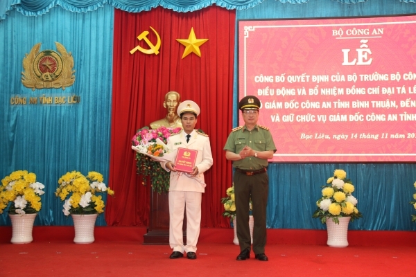 Phó Giám đốc Công an tỉnh Bình Thuận giữ chức Giám đốc Công an tỉnh Bạc Liêu pho giam doc cong an tinh binh thuan giu chuc giam doc cong an tinh bac lieu