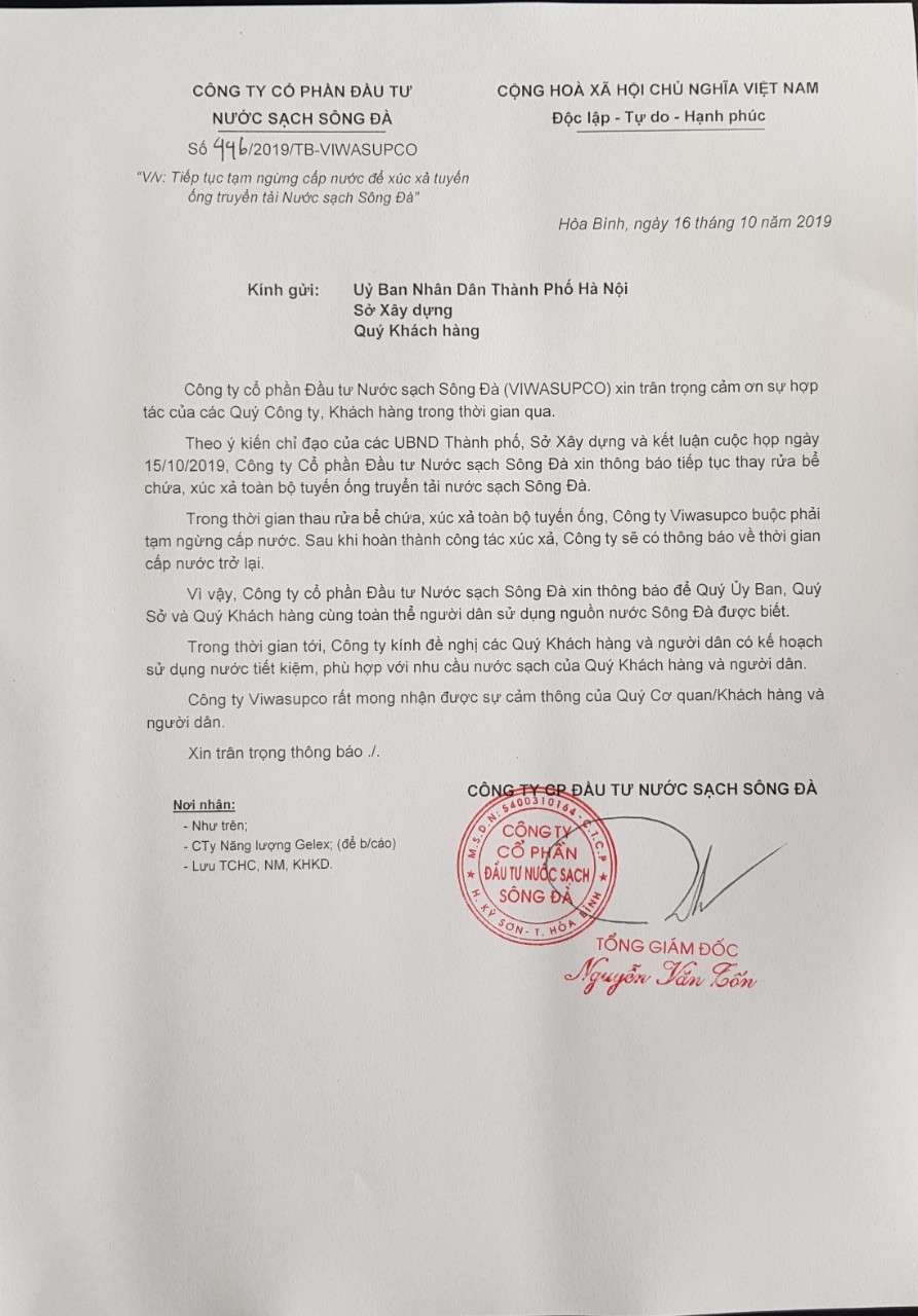 Mòn mỏi chờ Công ty nước sạch sông Đà cấp nước trở lại cong ty nuoc sach song da dung cap nuoc vo thoi han sau su co nhiem dau