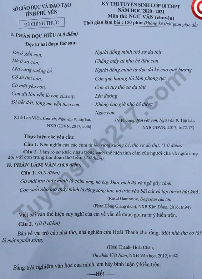 undefined 3229 de thi mon ngu van tuyen sinh lop 10 vao thpt chuyen phu yen2