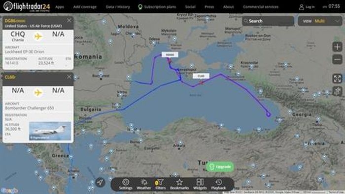 Máy bay quân sự Mỹ bị phát hiện gần Crimea Máy bay quân sự Mỹ bị phát hiện gần Crimea