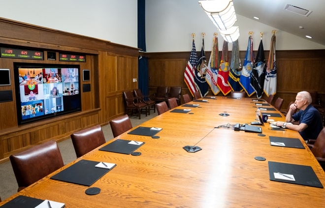 Tổng thống Biden họp trực tuyến về tình hình Afghanistan từ Trại David Tổng thống Biden họp trực tuyến về tình hình Afghanistan từ Trại David