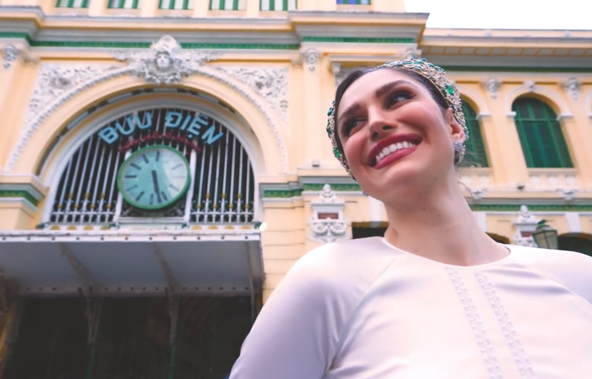 Hoa hậu Isabella Menin trong clip giới thiệu về cuộc thi Miss Grand International 2023.