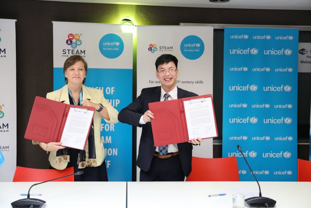 UNICEF và STEAM for Vietnam hợp tác để trẻ em được tiếp cận giáo dục STEAM miễn phí UNICEF và STEAM for Vietnam hợp tác để trẻ em được tiếp cận giáo dục STEAM miễn phí