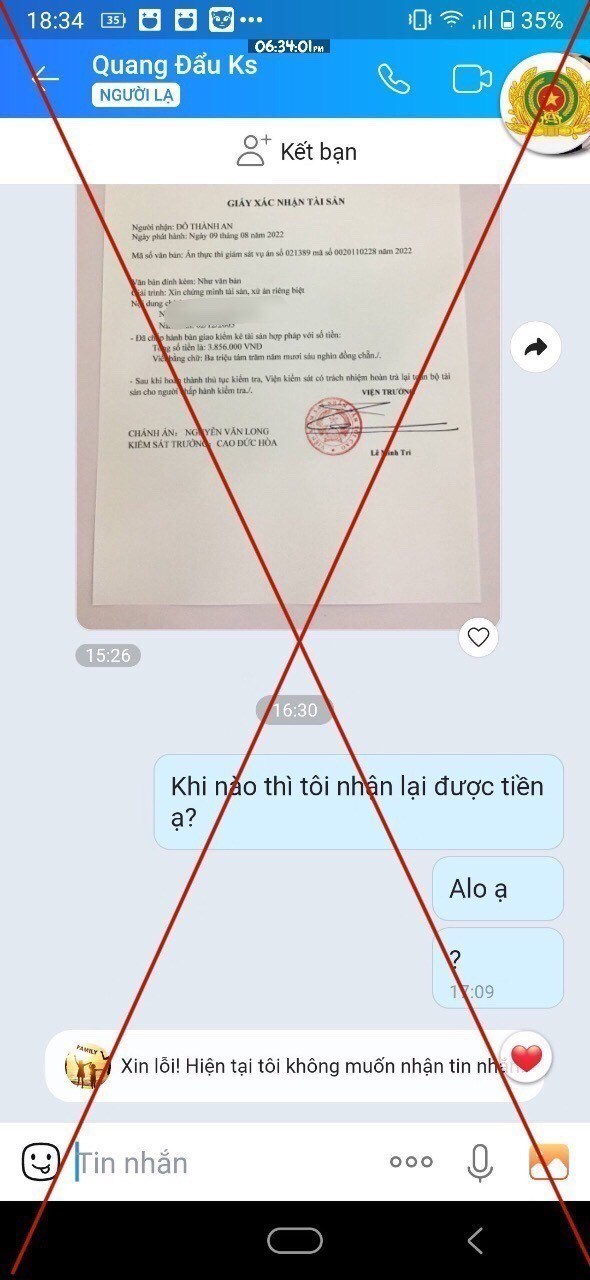 Canh giac voi hanh vi gia danh cong an lua dao chiem doat tai san hinh anh 2