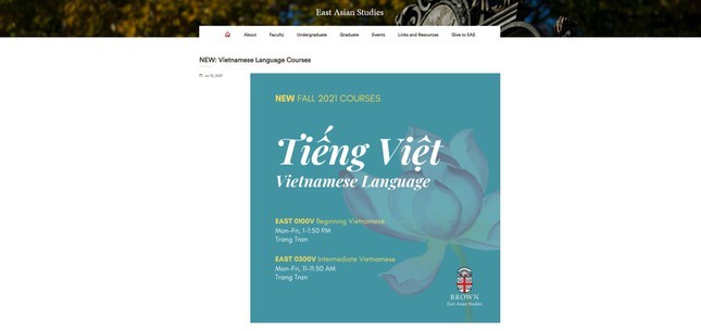 Đại học Brown và Đại học Princeton triển khai dạy tiếng Việt Đại học Brown và Đại học Princeton triển khai dạy tiếng Việt