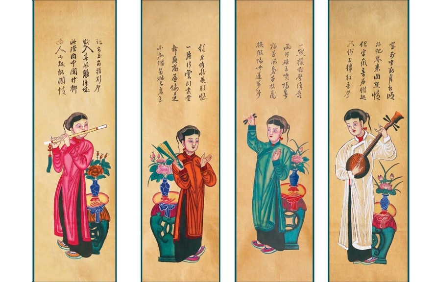 四条屏民间画展藏”春色“ 四条屏民间画展藏”春色“