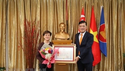向新加坡驻越南前大使授予友谊勋章