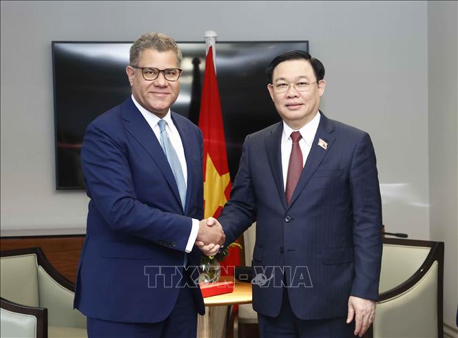 Chủ tịch Quốc hội Vương Đình Huệ tiếp Bộ trưởng Chính phủ Anh - Chủ tịch COP26 Chú thích ảnh