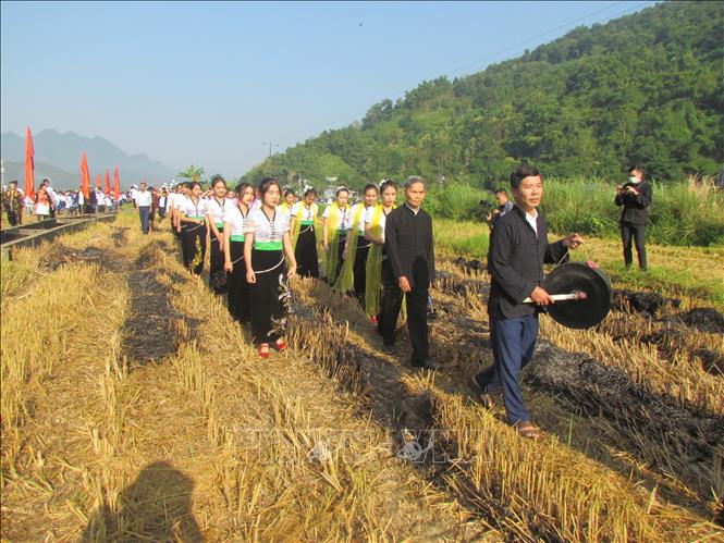 Đặc sắc Lễ hội Kin lẩu khẩu mẩu (lễ hội Cốm mới) của đồng bào dân tộc Thái ở Lai Châu Chú thích ảnh