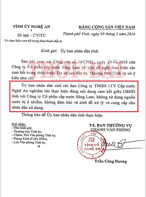"Chống" lệnh UBND tỉnh, Công ty cấp nước Nghệ An ngang nhiên bơm nước sông Đào? tinh uy uy ban ra lenh cam cong ty cap nuoc nghe an van ngang nhien bom nuoc song dao