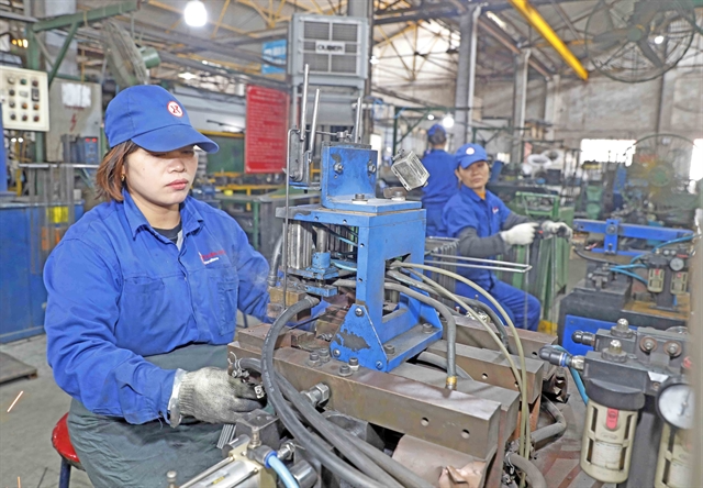 Workers produce interior decorations at a company in the northern province of Vĩnh Phúc. The labour sector has made remarkable achievement in the past five years. — VNA/VNS Photo Trần Việt 1105 132641 congnhan
