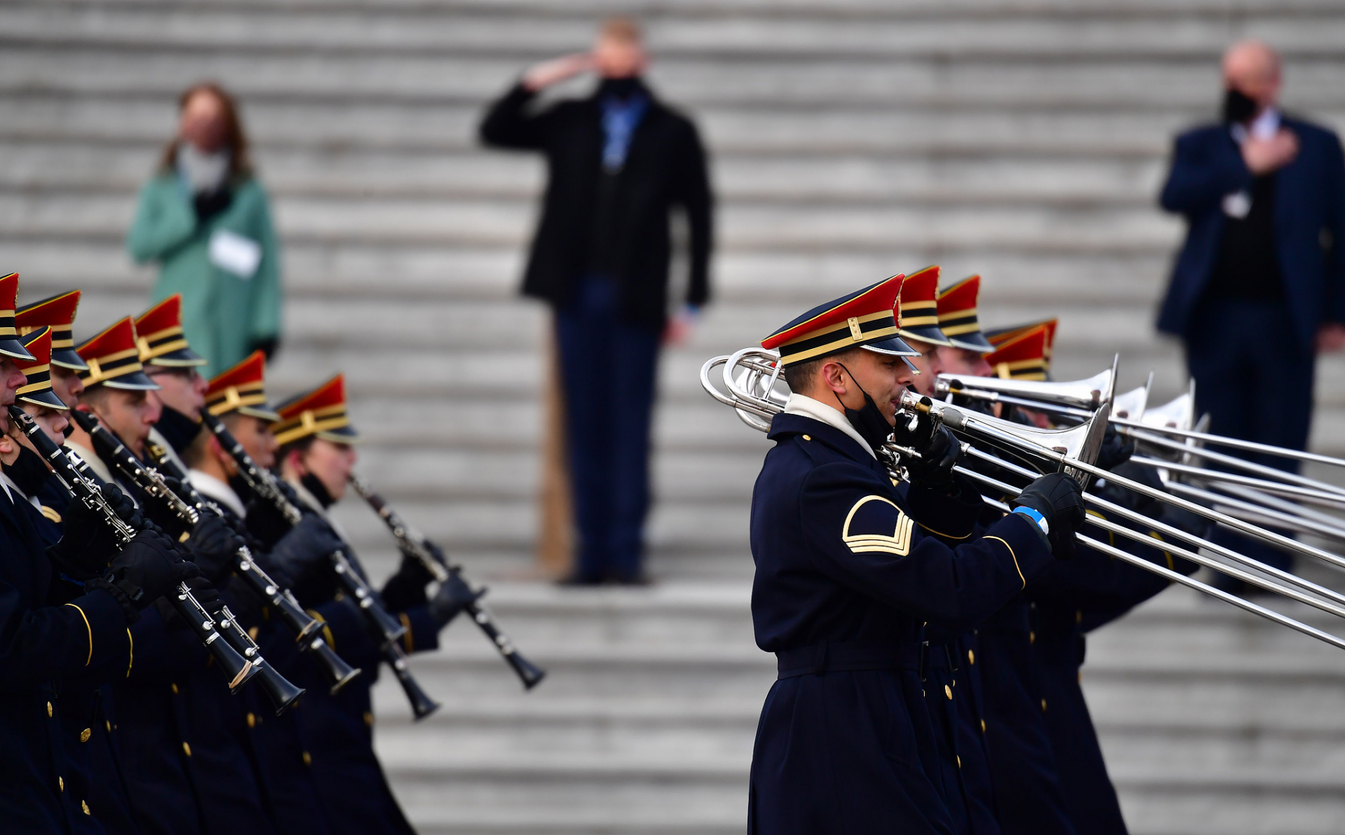 A view of the inauguration rehearsal outside the Capitol, Washington, D.C, U.S, January 18, 2021. /CFP 2649 eeae7a9d4e9b4947ae48713f6455e675