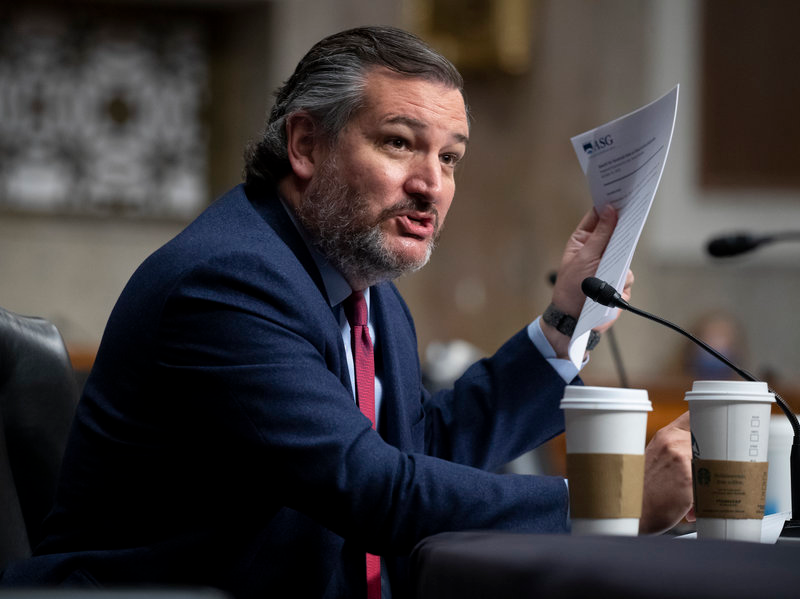 Sen. Ted Cruz, R-Texas, holds a copy of a 2019 speech by Linda Thomas-Greenfield that she delivered at the Chinese-government sponsored Confucius Institute at Savannah State University. Pool/Getty Images 2209 gettyimages 1230818749 1 230827c189774de7ff75e7c1d6dcd44d949dc0ed s800 c85