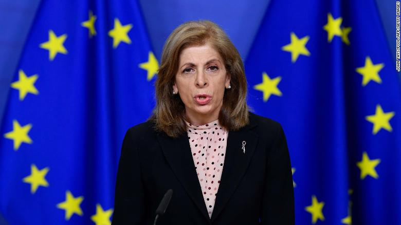 EU Health Commissioner Kyriakides gives a press statement on vaccine deliveries on January 25. (Photo: CNN) 5431 210129155725 01 stella kyriakides 0125 exlarge 169