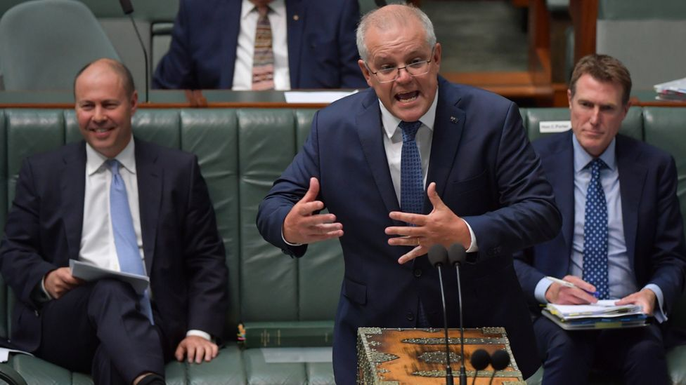 Prime Minister Scott Morrison said his government was not intimidated by the tech firms' threats (Photo: Getty Images) 4608117159732-morrison
