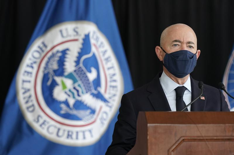 Secretary of Homeland Security Alejandro Mayorkas speaks about aviation security ahead of the summer travel season during a news conference at Ronald Reagan Washington National Airport, Tuesday, May 25, 2021, in Arlington, Va. (AP Photo/Patrick Semansky) Secretary of Homeland Security Alejandro Mayorkas speaks about aviation security ahead of the summer travel season during a news conference at Ronald Reagan Washington National Airport, Tuesday, May 25, 2021, in Arlington, Va. (AP Photo/Patrick Semansky)