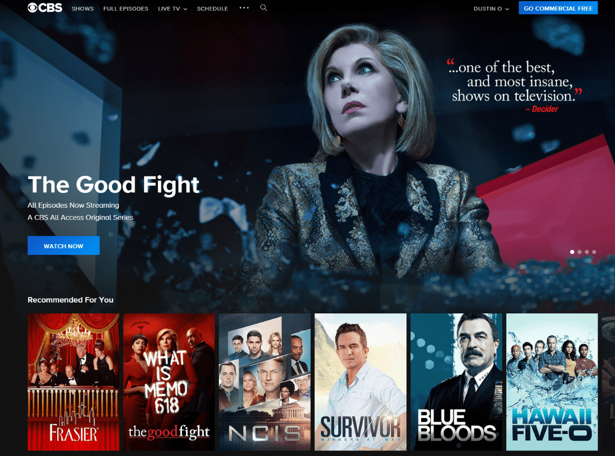 CBS Homepage. Photo: Cord Cutters News CBS Homepage. Photo: Cord Cutters News