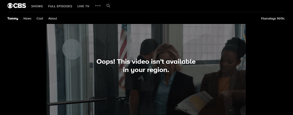 CBS's geo restrictions. Photo: Screenshot 