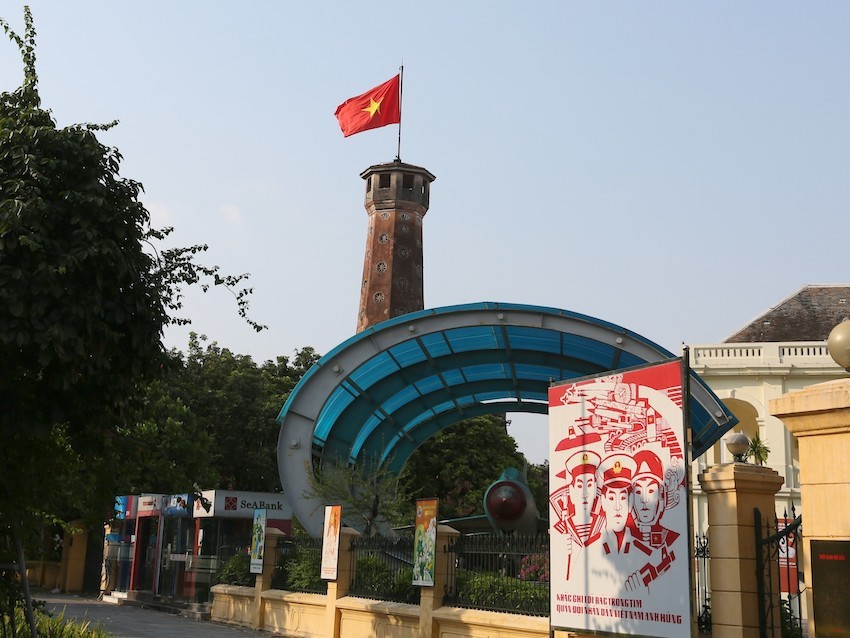 A large billboard was erected outside Hanoi’s Flag Town relic on Dien Bien Phu Street, Ba Dinh District. A large billboard was erected outside Hanoi’s Flag Town relic on Dien Bien Phu Street, Ba Dinh District.