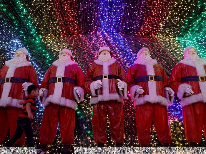 Santa figures in the Philippines. Dondi Tawatao/REUTERS Santa figures in the Philippines. Dondi Tawatao/REUTERS