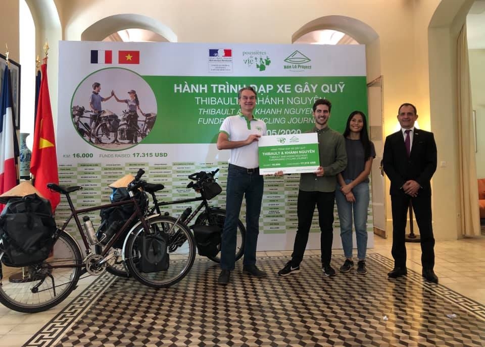 Vietnamese-French couple cycles from Europe to Asia for needy children vietnamese french couple cycles from europe to asia for needy children