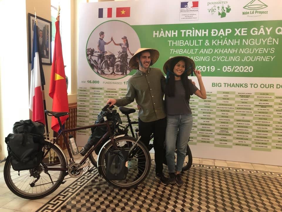 Vietnamese-French couple cycles from Europe to Asia for needy children vietnamese french couple cycles from europe to asia for needy children