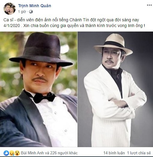 cac nghe si noi gi sau khi nghe tin nsut chanh tin qua doi