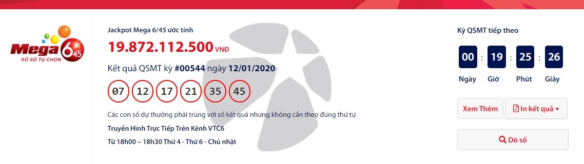 Kết quả xổ số Vietlott Mega 6/45 tối ngày 15/1/2020 mới nhất: "Tỉ phú Vietlott" trúng hơn 19 tỉ đồng là ai? ket qua xo so vietlott mega 645 toi ngay 1512020 moi nhat ti phu vietlott trung hon 19 ti dong la ai