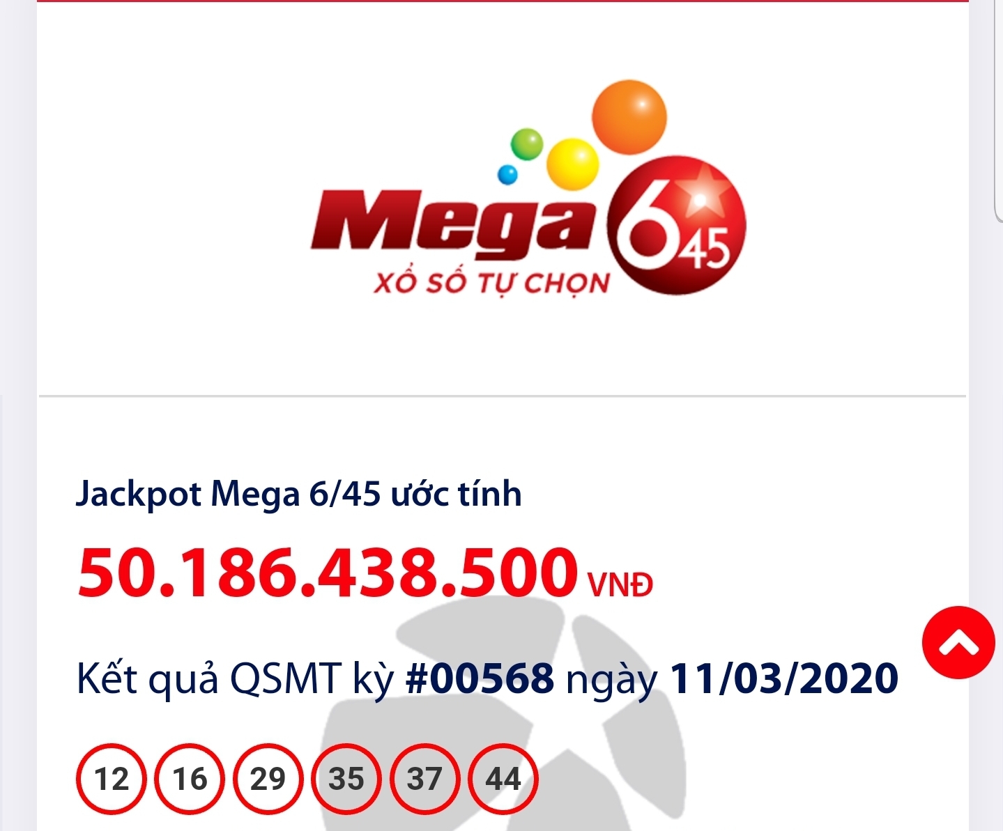 Kết quả xổ số Vietlott Mega 6/45 tối ngày 13/3/2020: "Nổ" hơn 50 tỉ đồng? ket qua xo so vietlott mega 645 toi ngay 1332020 no hon 50 ti dong