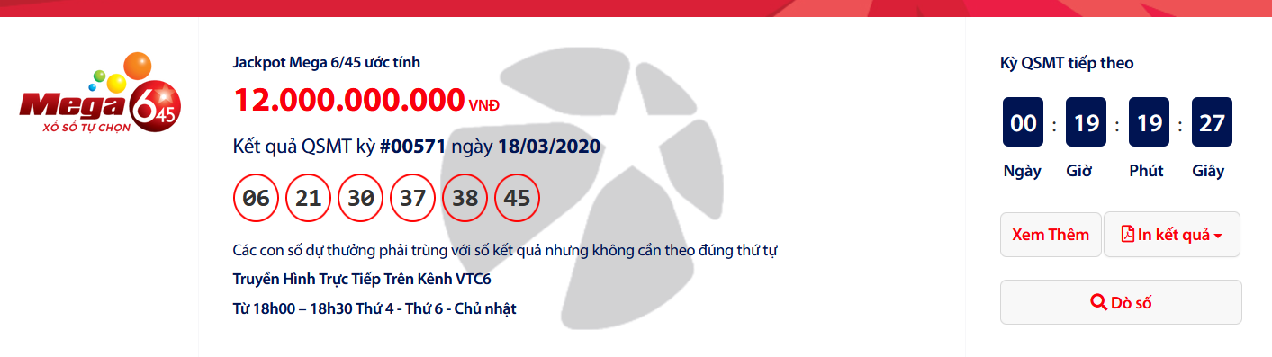 ket qua xo so vietlott mega 645 toi ngay 2532020 tim ra ve so trung hon 14 ti dong