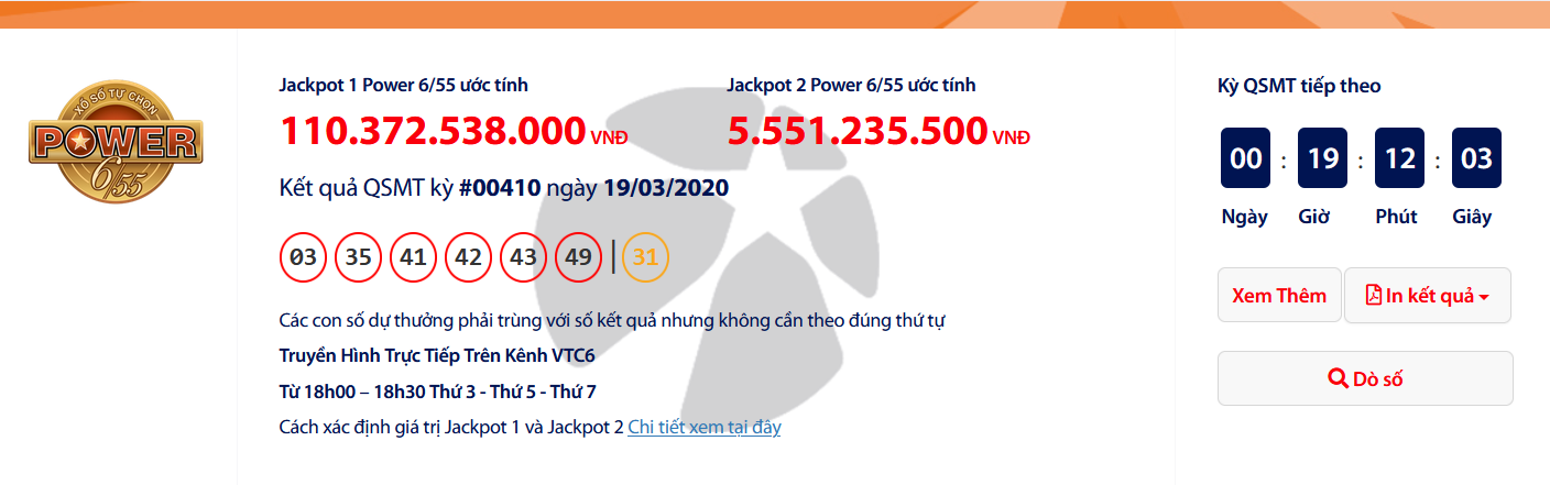ket qua xo so vietlott power 655 toi ngay 2432020 giai khung hon 122 ti dong vua thuoc ve ai