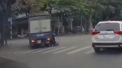 video hai hung xe tai xoay 180 do tren duong sau cu be lai cua tai xe tranh xe dap