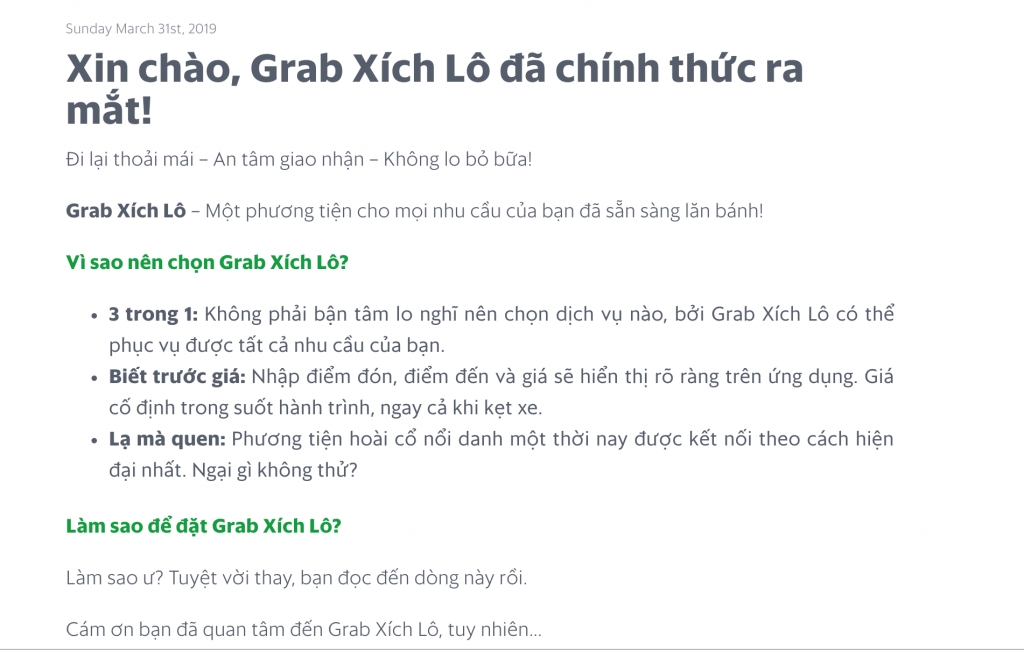 Tháng tư và lời nói đùa "Grab xích lô" thang tu va loi noi dua grab xich lo