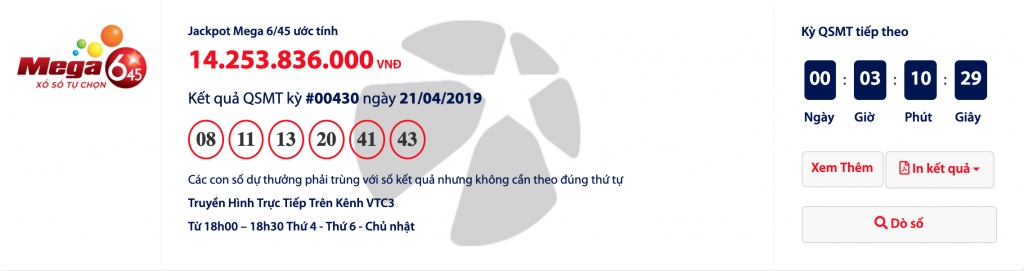 ket qua mega 645 vietlott hom nay 2442019 ai se tiep tuc trung hon 14 ti dong