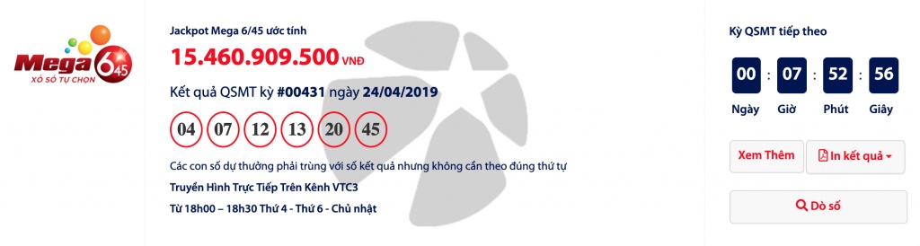 Kết quả Mega 6/45 Vietlott hôm nay (26/4/2019): Sắp tìm được người trúng hơn 15 tỉ đồng? ket qua mega 645 vietlott hom nay 2642019 sap tim duoc nguoi trung hon 15 ti dong