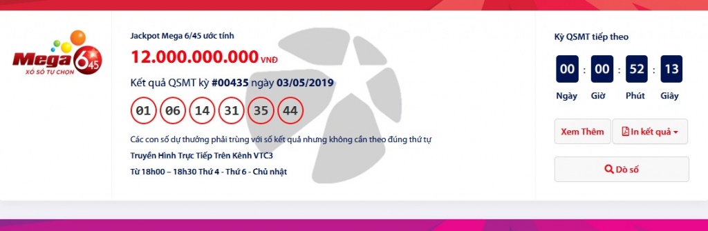 Kết quả Mega 6/45 Vietlott hôm nay (5/5/2019): Lại nổ độc đắc 12 tỷ? ket qua mega 645 vietlott hom nay 552019 sau nguoi trung gan 21 ti dong ai se rinh tiep 12 ti